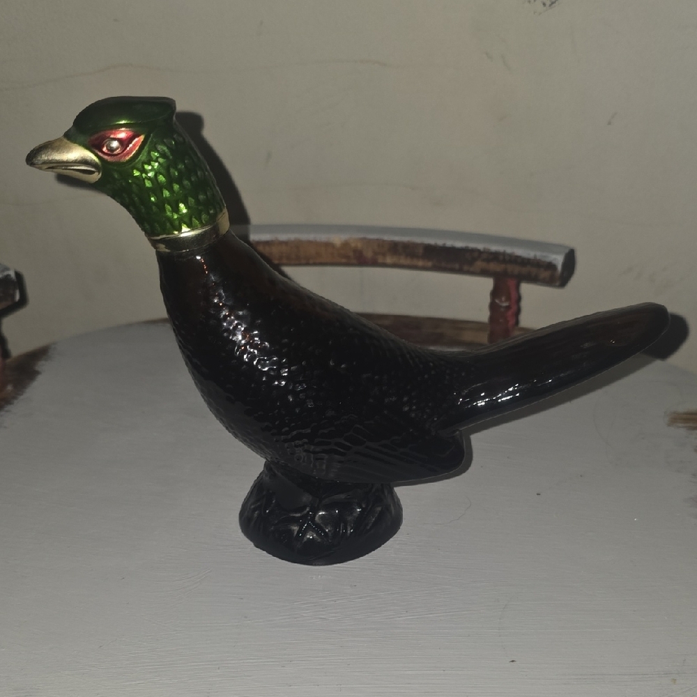 Vintage Cologne Green and Black Ceramic Bird Figurine